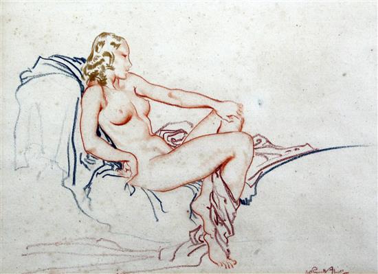 § William Russell Flint (1880-1969) Reclining nude, 9.5 x 13.75in.